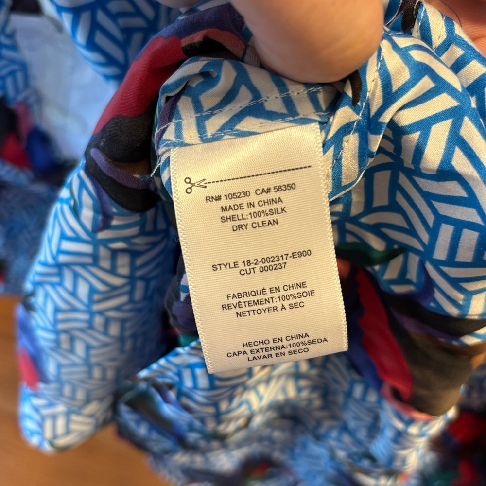 Equipment Blue and Red Patterned Blouse - Picture 10 of 11